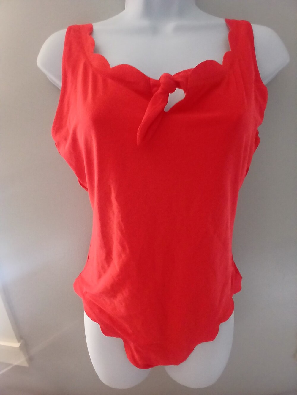 J. Crew Swimsuit Scallop-Edge One-Piece with Front Tie . Size M - Picture 3 of 7